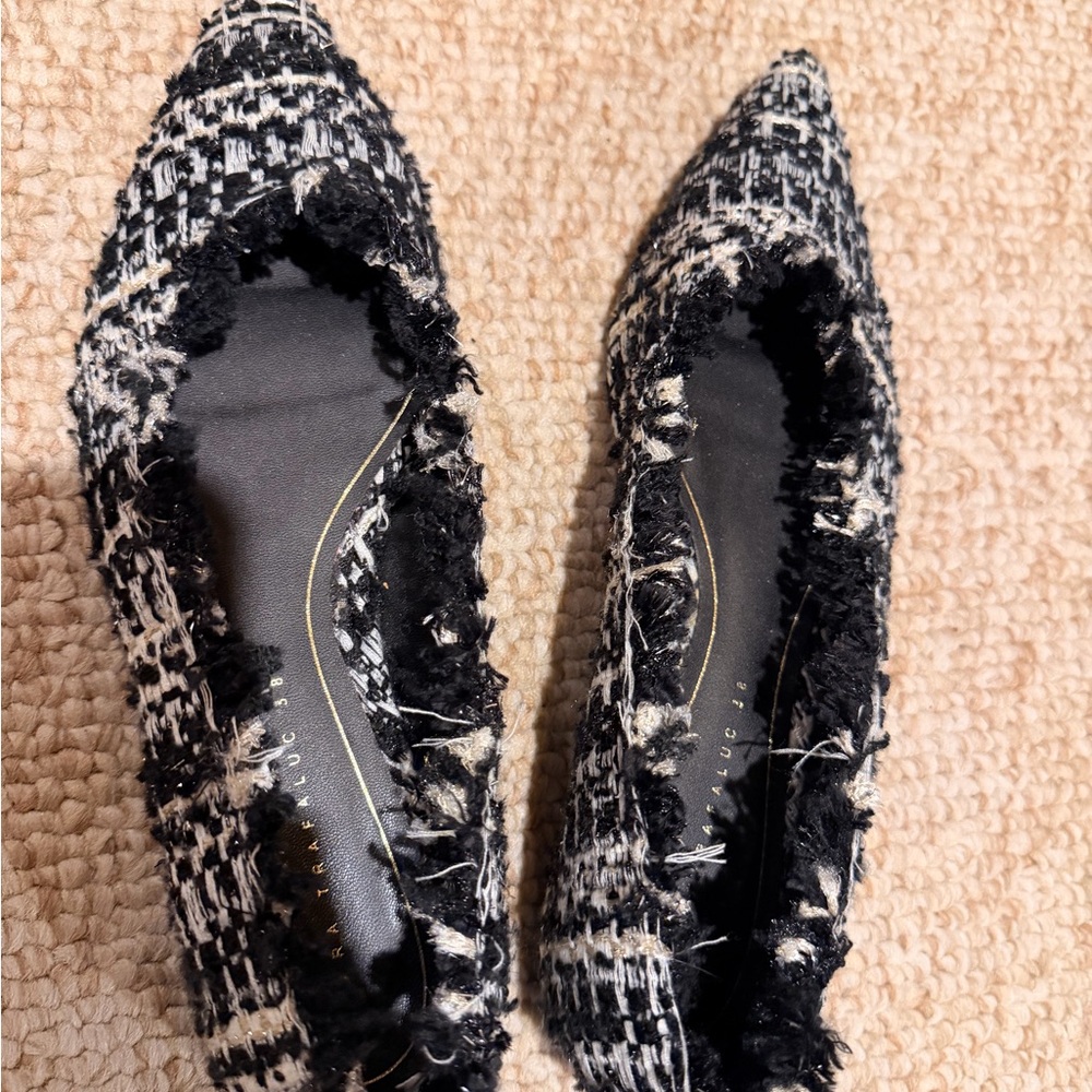 Zara Black and White Tweed Women's Shoes